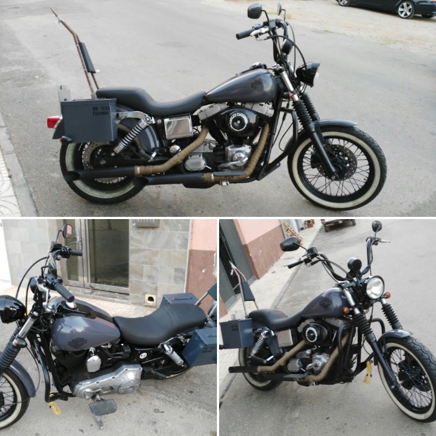 Dyna 2000 con asiento bien tapizado y sissy bar